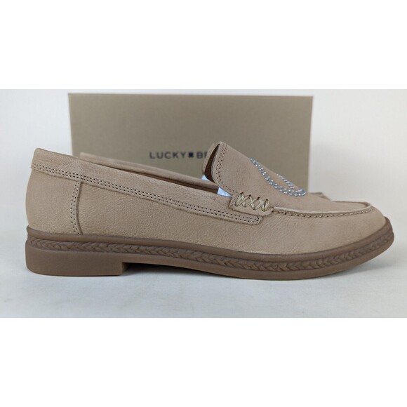 Lucky Brand Redmy Loafers Flats Womens 6.5 M Tan Leather Stud Peace Shoes NWB - Picture 10 of 11